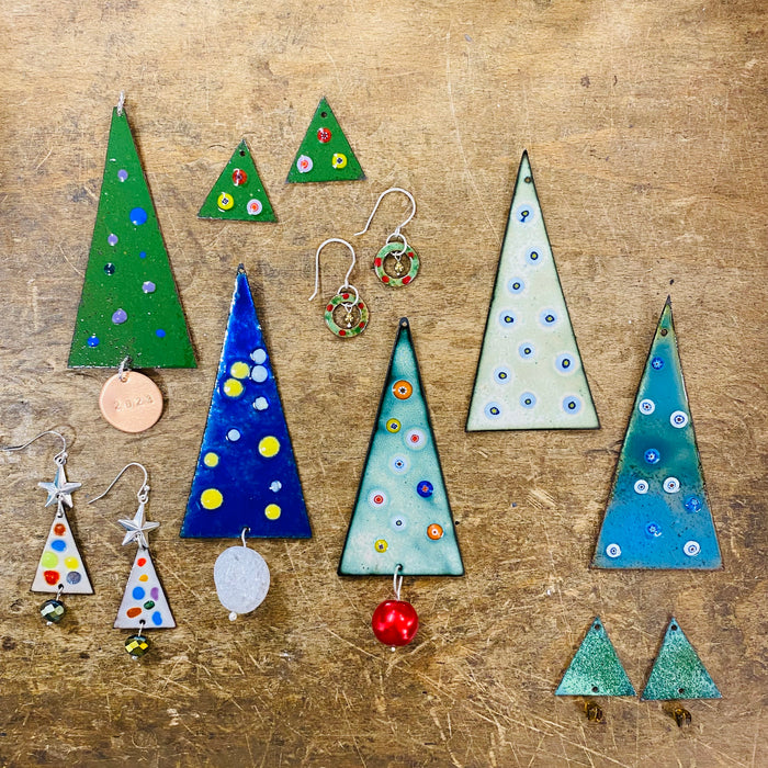 Enamelled Christmas Decorations & Earrings